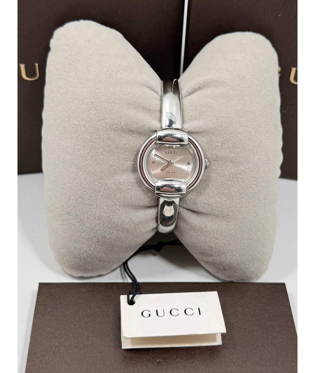 GUCCI Серебряные металлические часы, фото 3