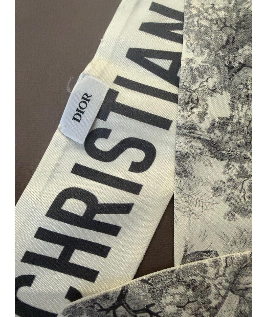 CHRISTIAN DIOR Белый шелковый платок, фото 3