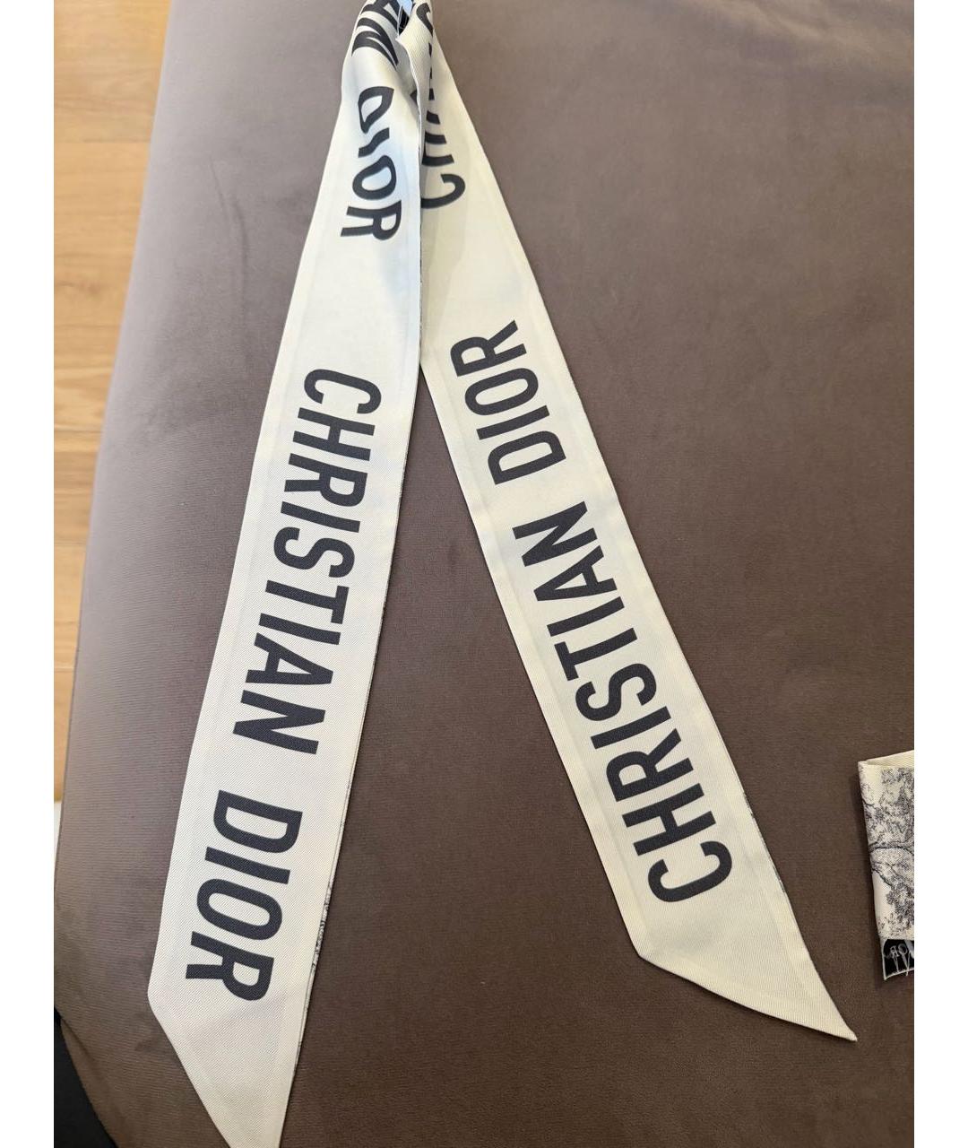CHRISTIAN DIOR Белый шелковый платок, фото 4