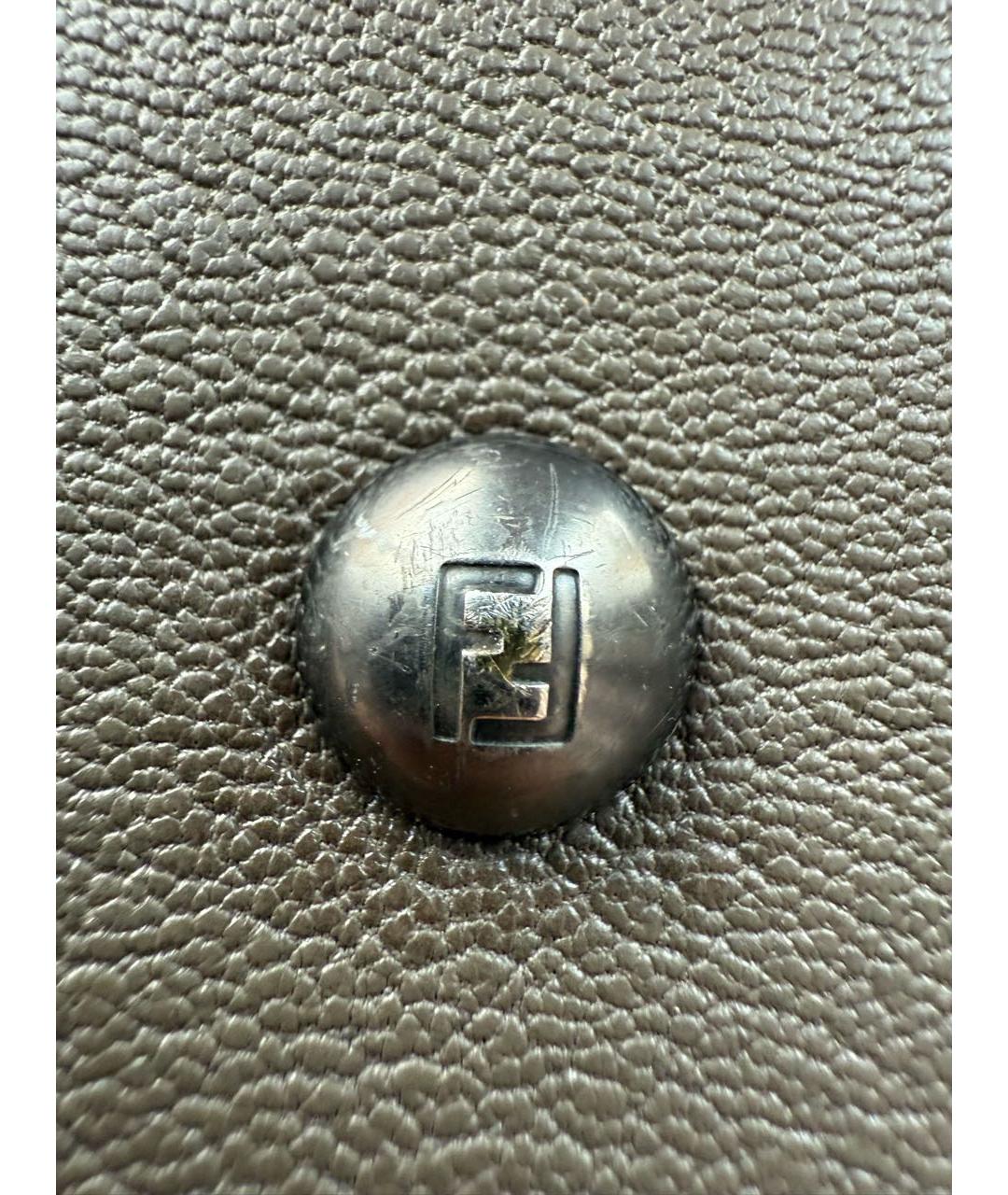 FENDI Коричневая кожаная сумка с короткими ручками, фото 8