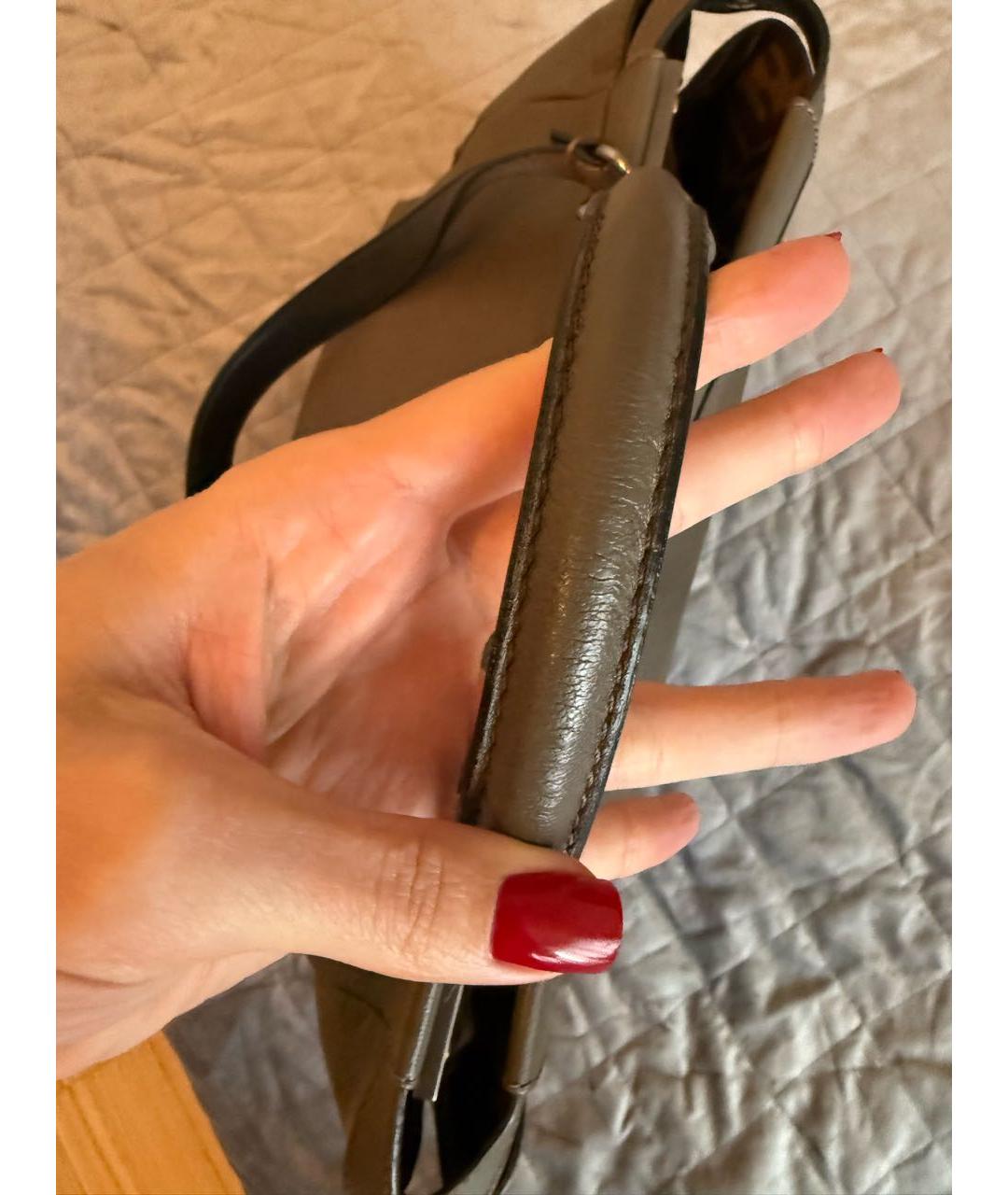 FENDI Коричневая кожаная сумка с короткими ручками, фото 5