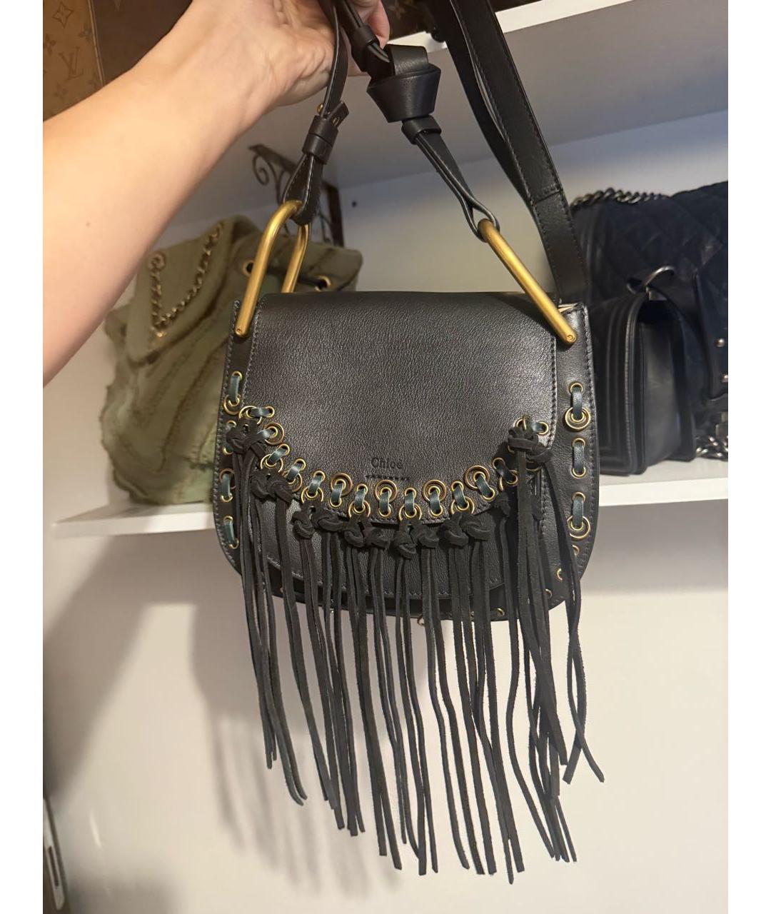 CHLOE Черная кожаная сумка через плечо, фото 2