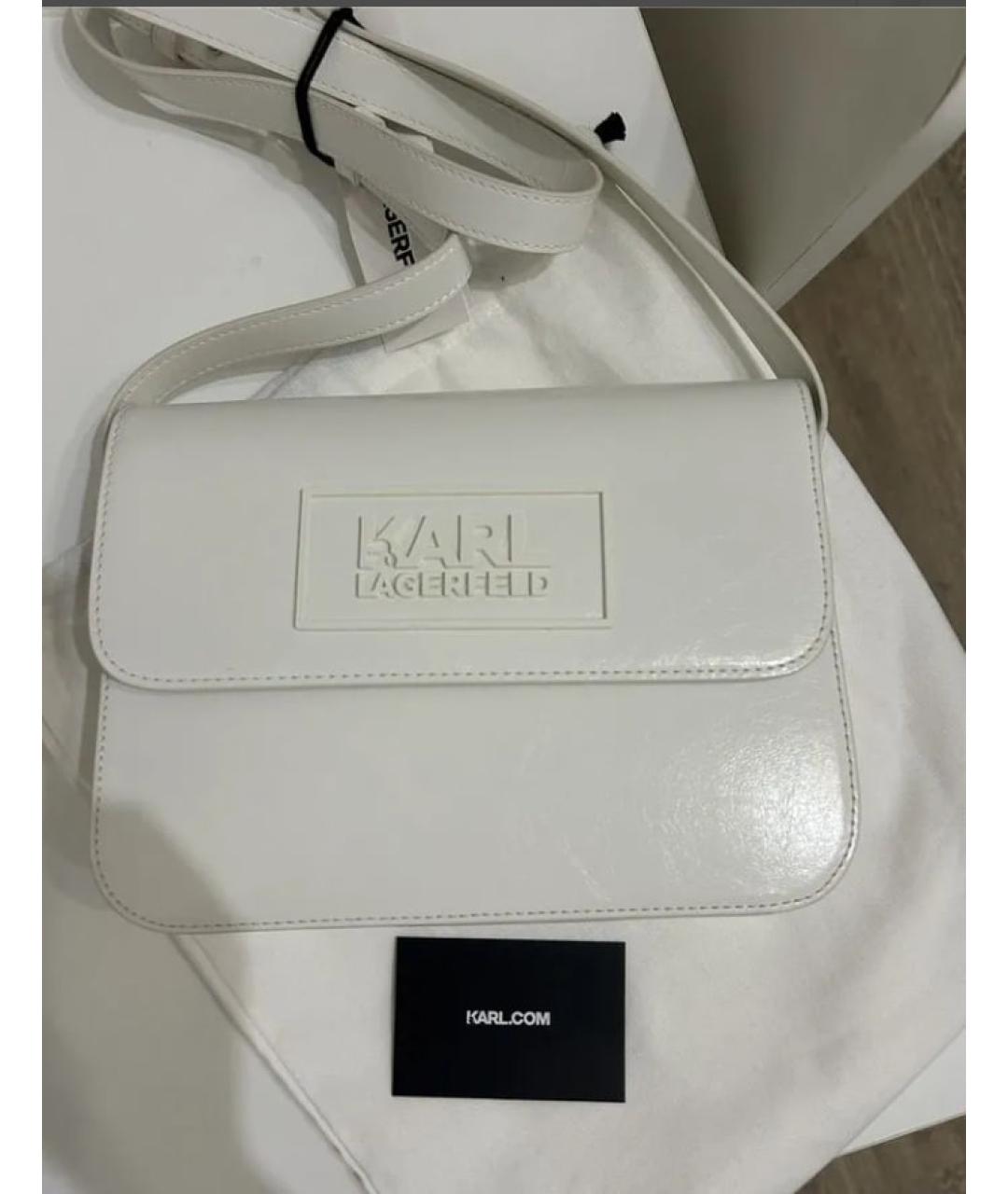 KARL LAGERFELD Белая сумка через плечо из искусственной кожи, фото 6