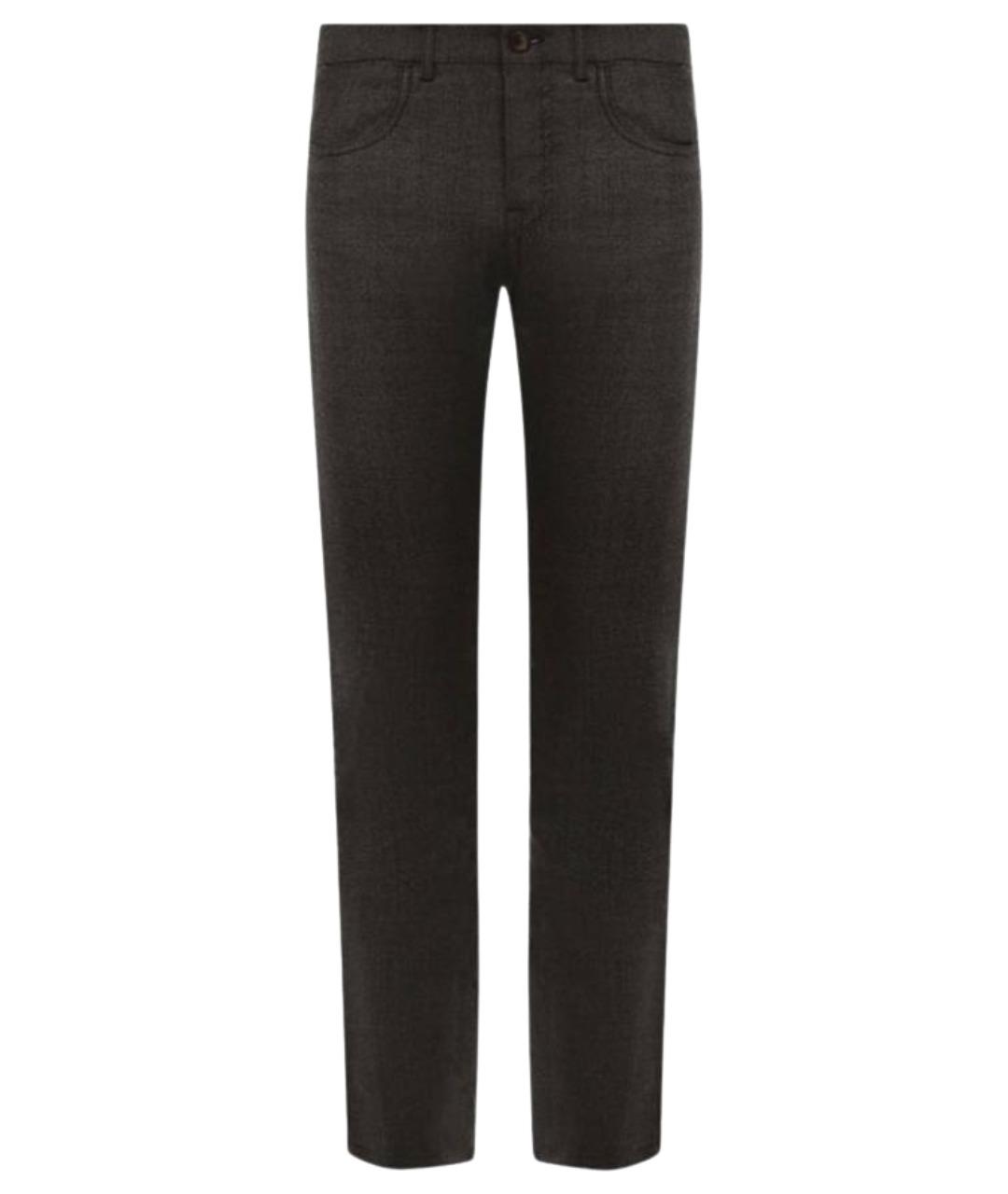 CANALI Коричневые шерстяные повседневные брюки, фото 1