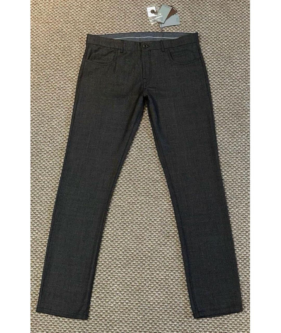 CANALI Коричневые шерстяные повседневные брюки, фото 4