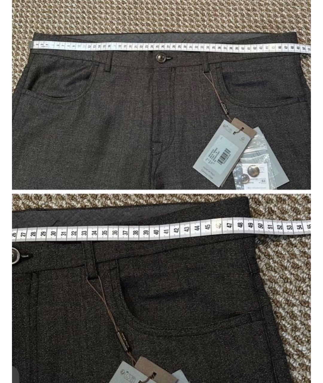 CANALI Коричневые шерстяные повседневные брюки, фото 7