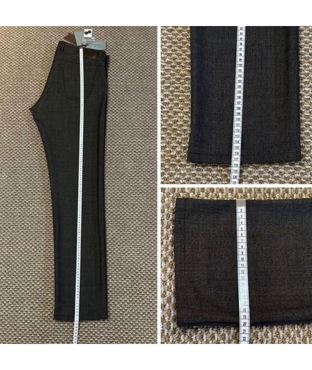 CANALI Коричневые шерстяные повседневные брюки, фото 8