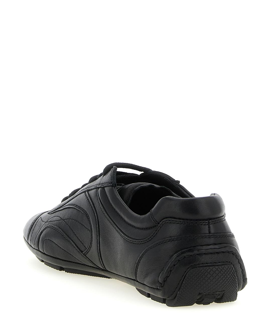 PRADA Черные кожаные низкие кроссовки / кеды, фото 3