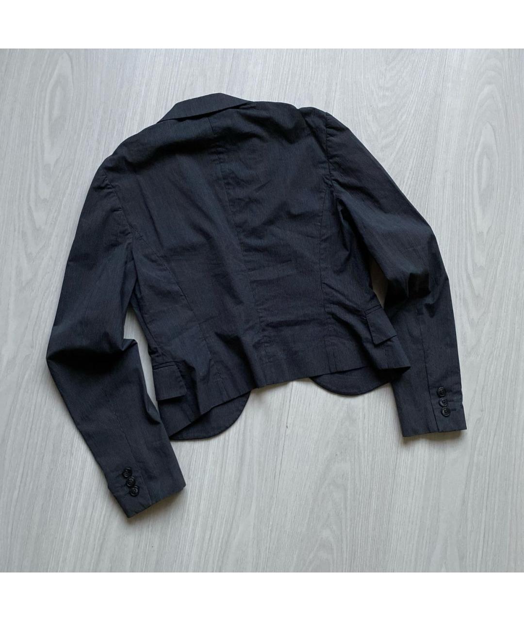 JOHN RICHMOND Антрацитовый хлопко-эластановый жакет/пиджак, фото 4