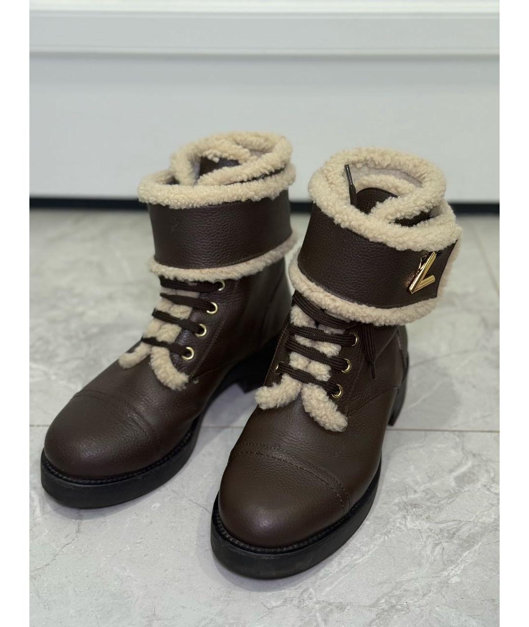 LOUIS VUITTON Коричневые кожаные ботинки, фото 2