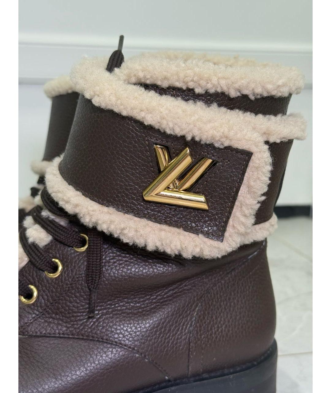 LOUIS VUITTON Коричневые кожаные ботинки, фото 7