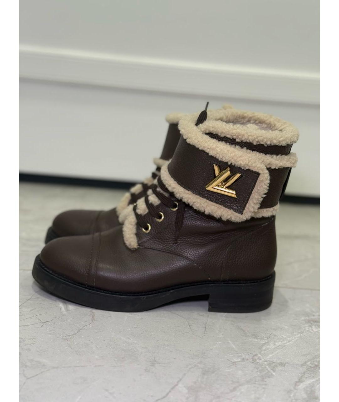 LOUIS VUITTON Коричневые кожаные ботинки, фото 8