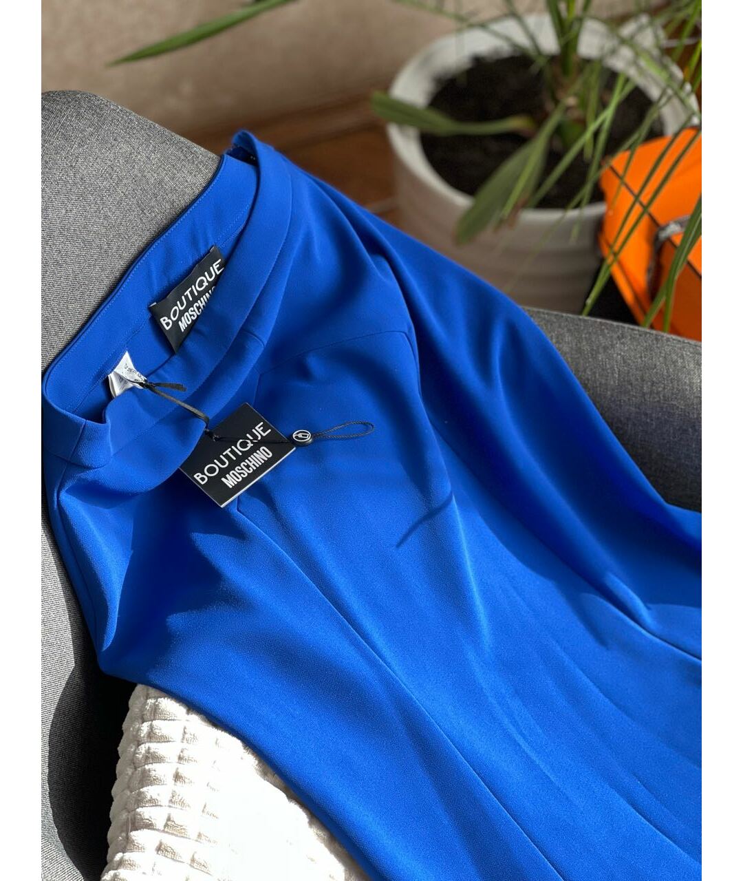 BOUTIQUE MOSCHINO Синяя ацетатная юбка макси, фото 3