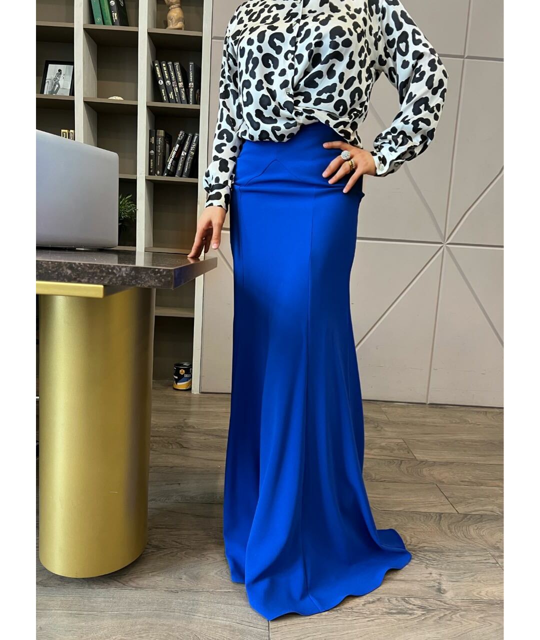 BOUTIQUE MOSCHINO Синяя ацетатная юбка макси, фото 2