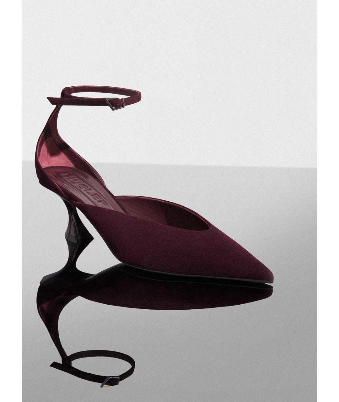 MUGLER Бордовые замшевые лодочки на низком каблуке, фото 3