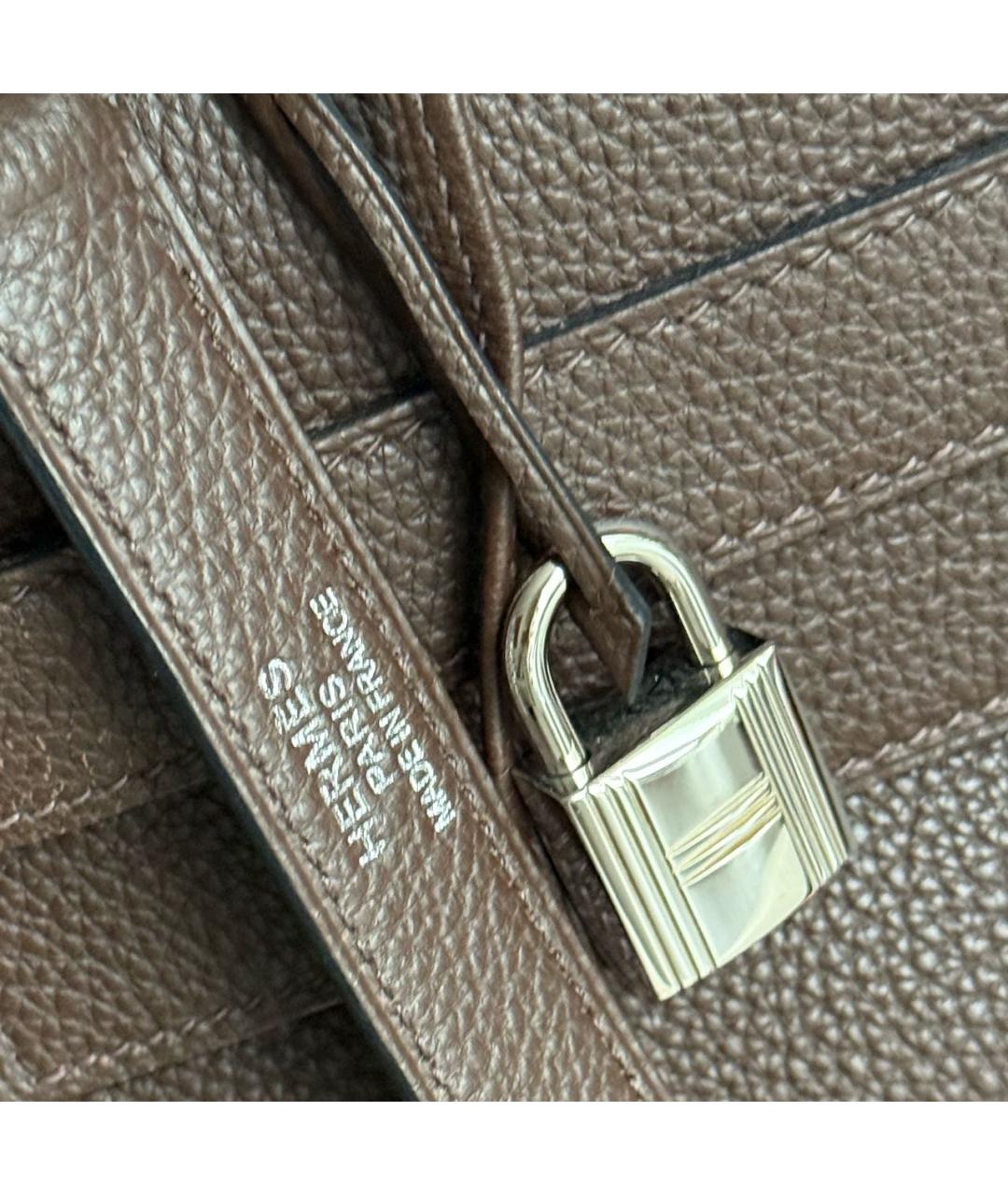 HERMES Коричневая кожаная сумка с короткими ручками, фото 6