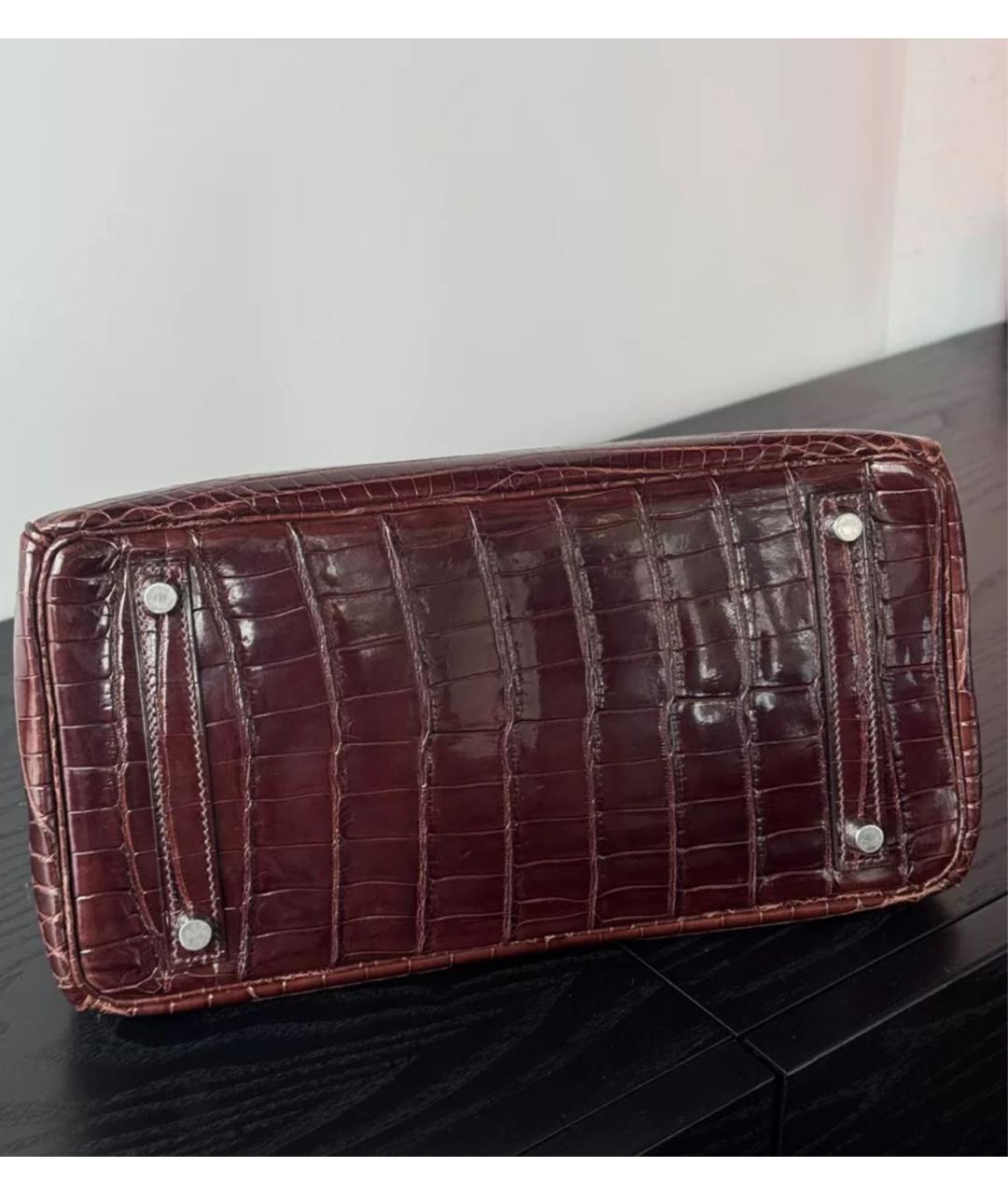 HERMES Бордовая кожаная сумка с короткими ручками, фото 5