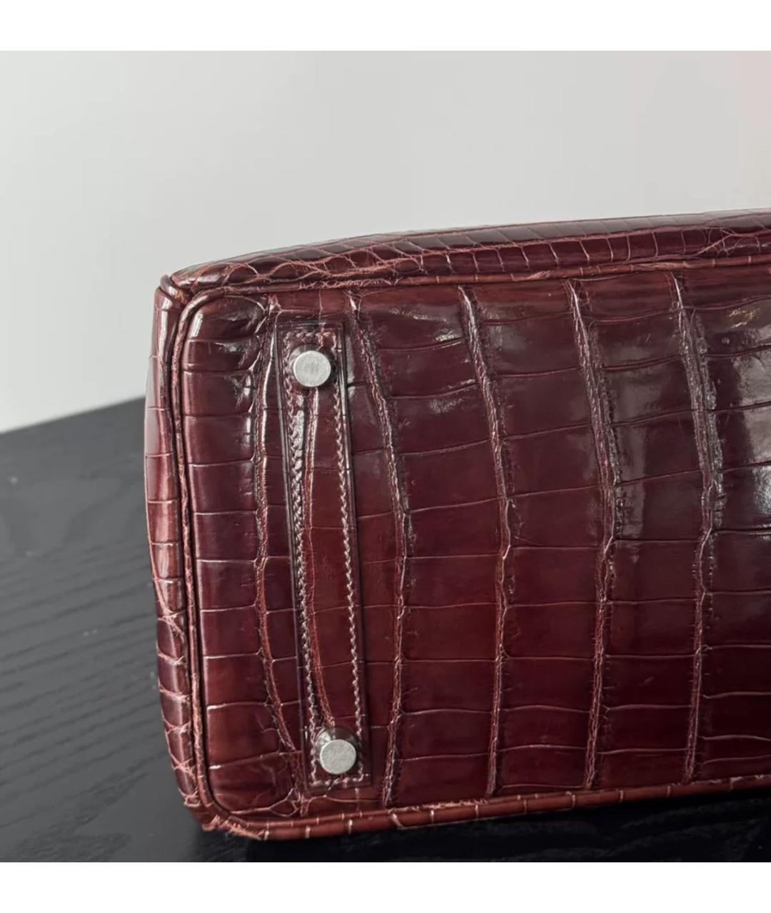 HERMES Бордовая кожаная сумка с короткими ручками, фото 6