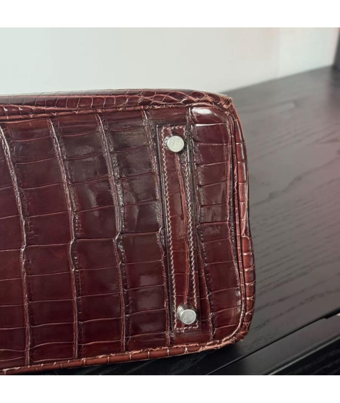 HERMES Бордовая кожаная сумка с короткими ручками, фото 8