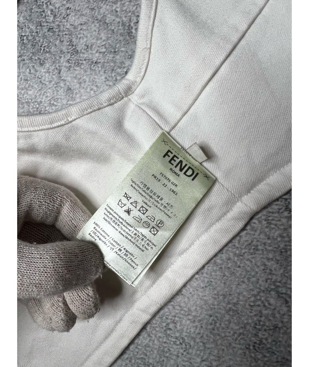 FENDI Белая хлопковая майка, фото 6