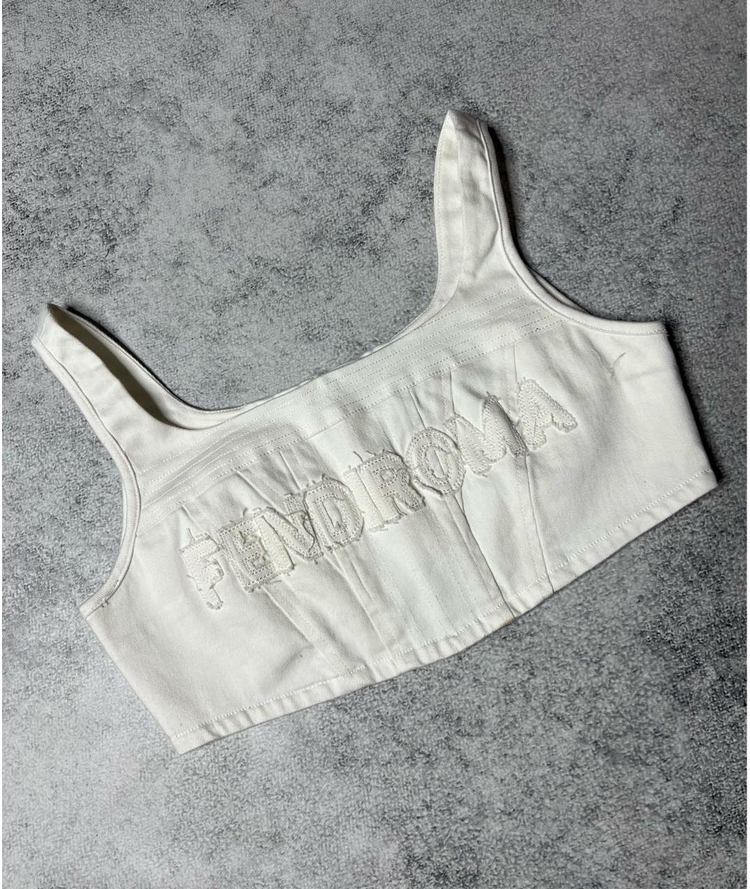 FENDI Белая хлопковая майка, фото 7