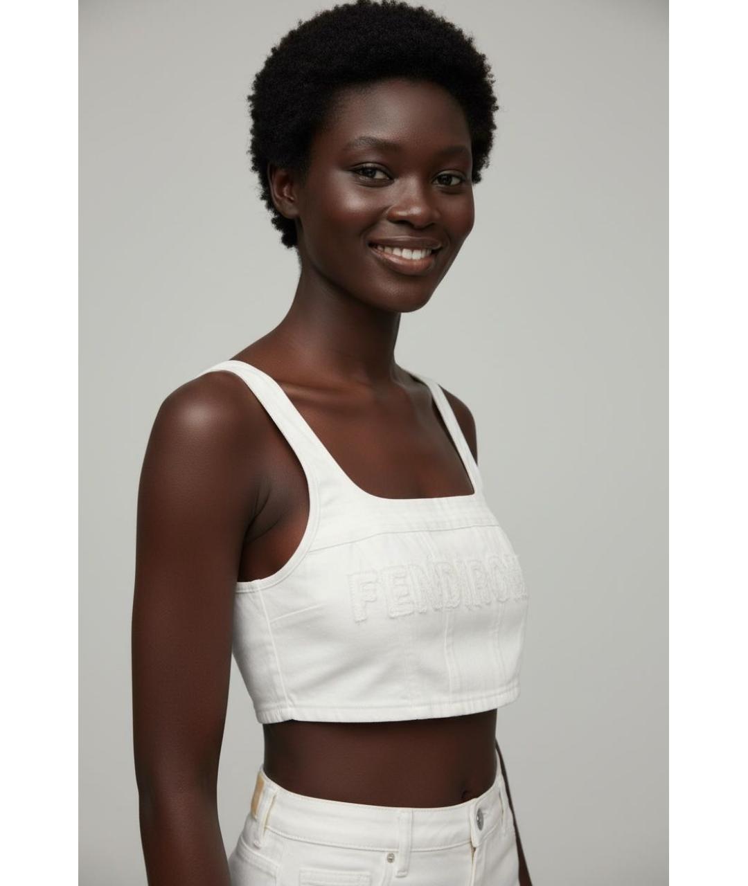 FENDI Белая хлопковая майка, фото 2