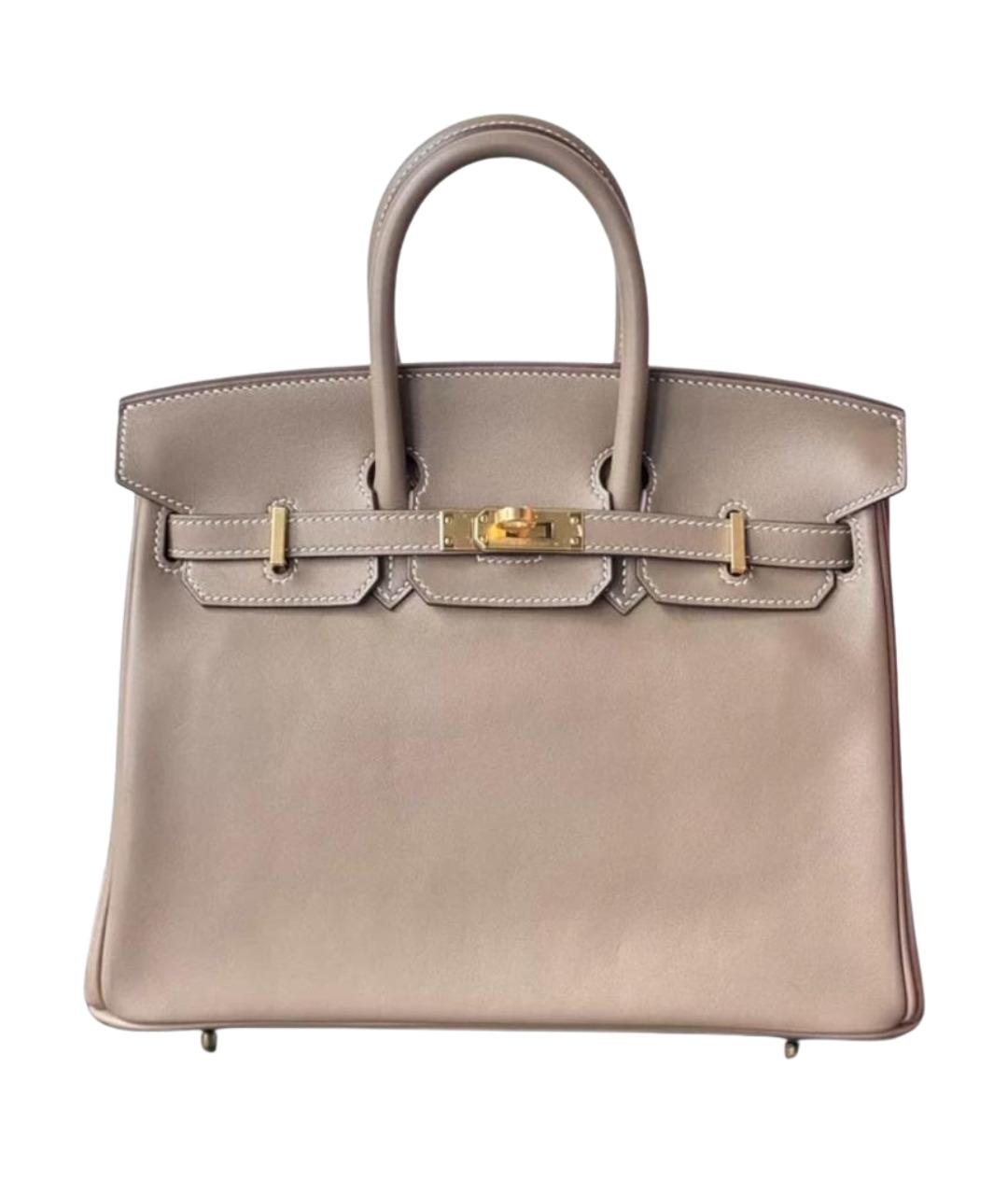 HERMES Бежевая кожаная сумка с короткими ручками, фото 1