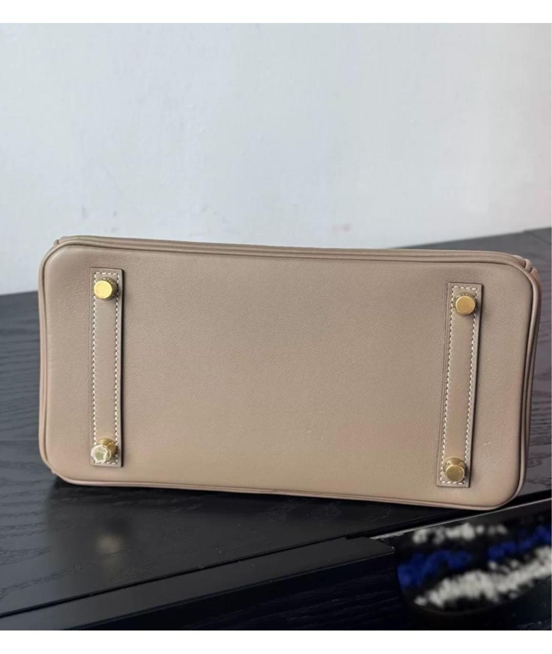 HERMES Бежевая кожаная сумка с короткими ручками, фото 6