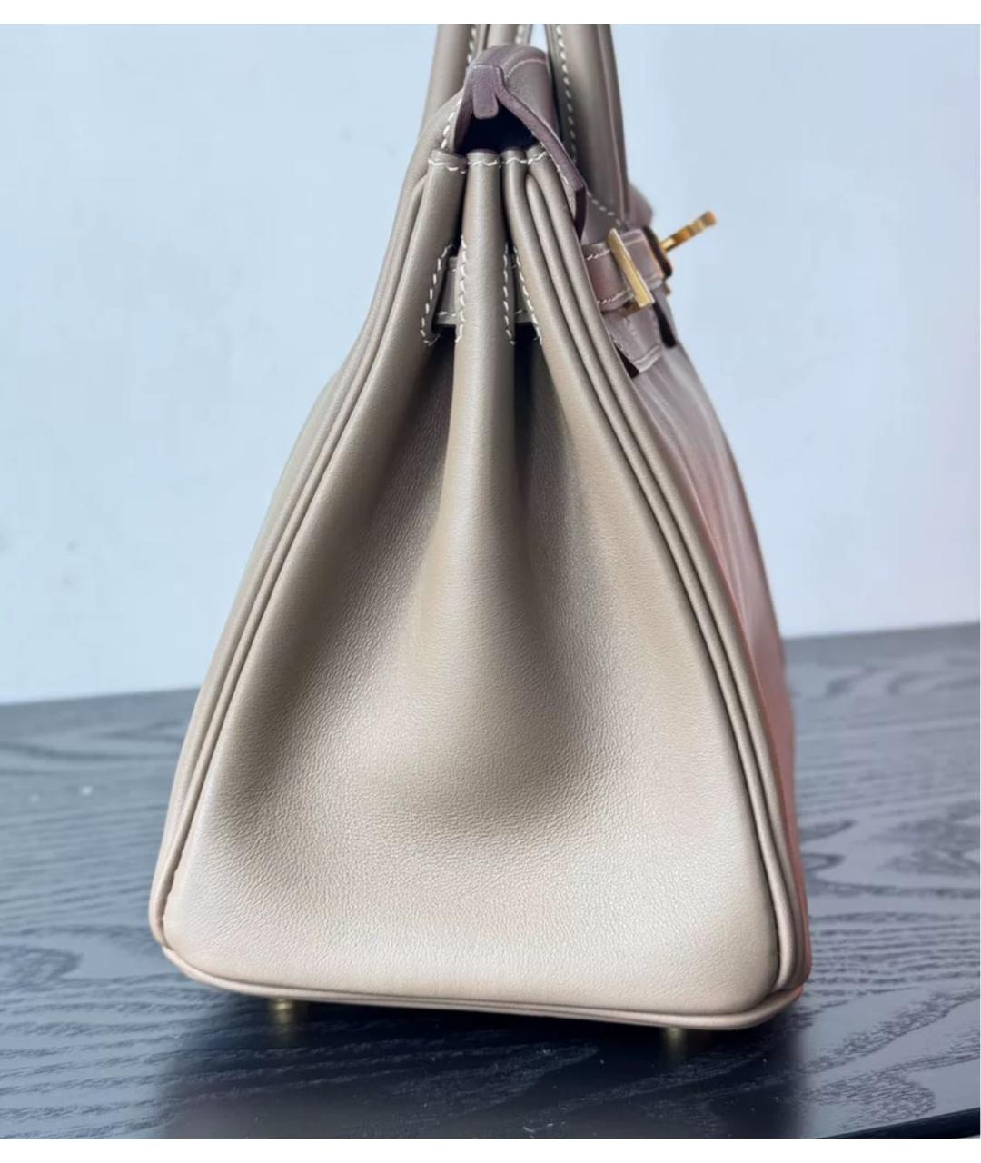 HERMES Бежевая кожаная сумка с короткими ручками, фото 4