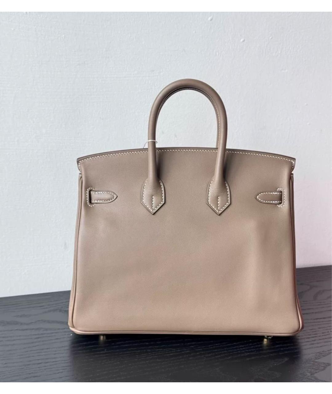 HERMES Бежевая кожаная сумка с короткими ручками, фото 2