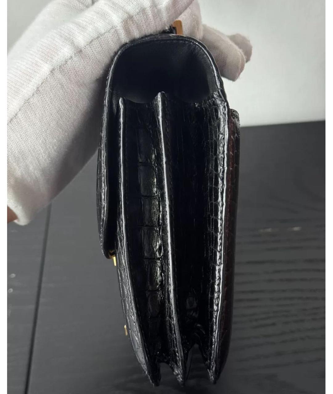 HERMES Черная кожаная сумка через плечо, фото 3