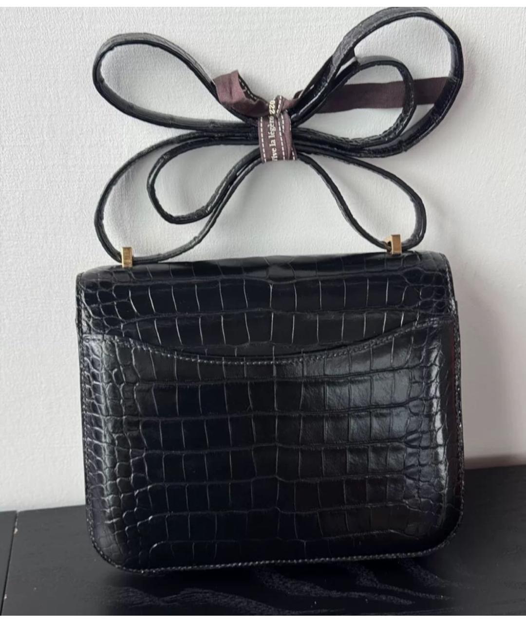 HERMES Черная кожаная сумка через плечо, фото 2