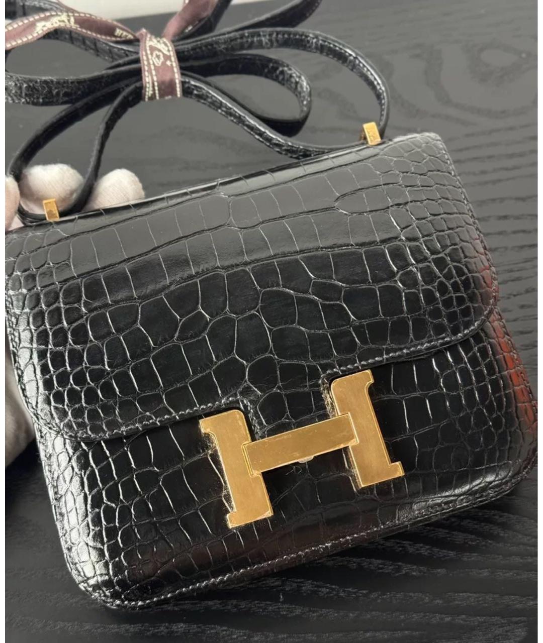 HERMES Черная кожаная сумка через плечо, фото 5