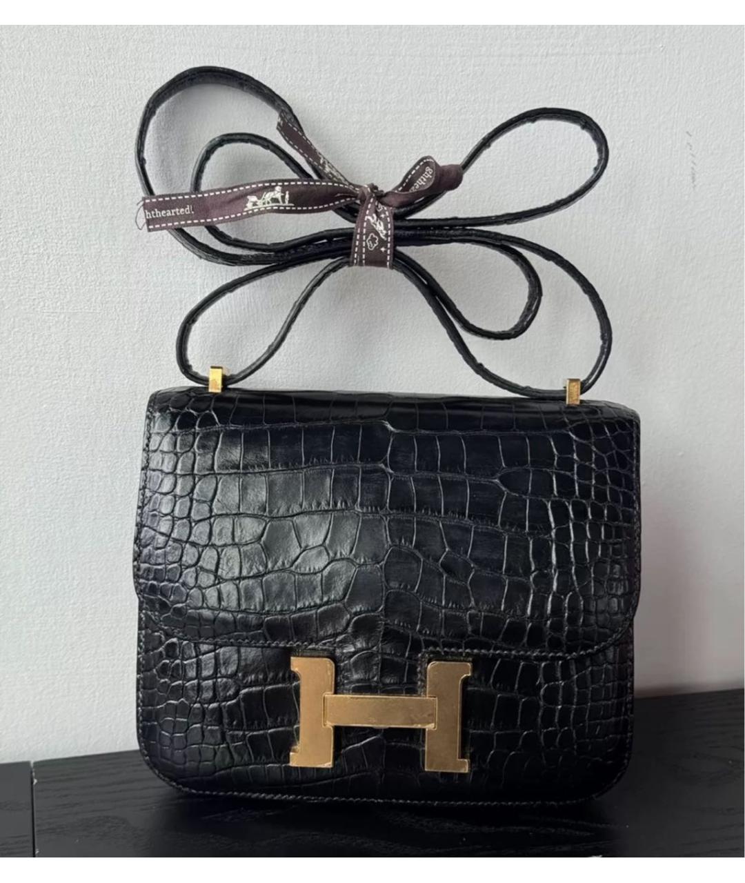 HERMES Черная кожаная сумка через плечо, фото 9