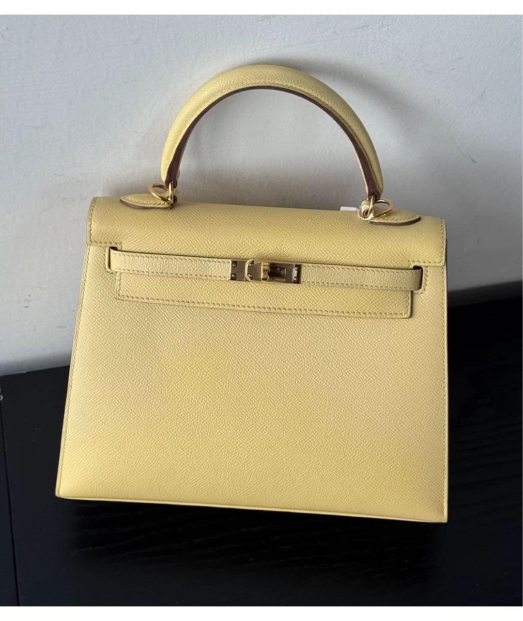 HERMES Желтая кожаная сумка через плечо, фото 9