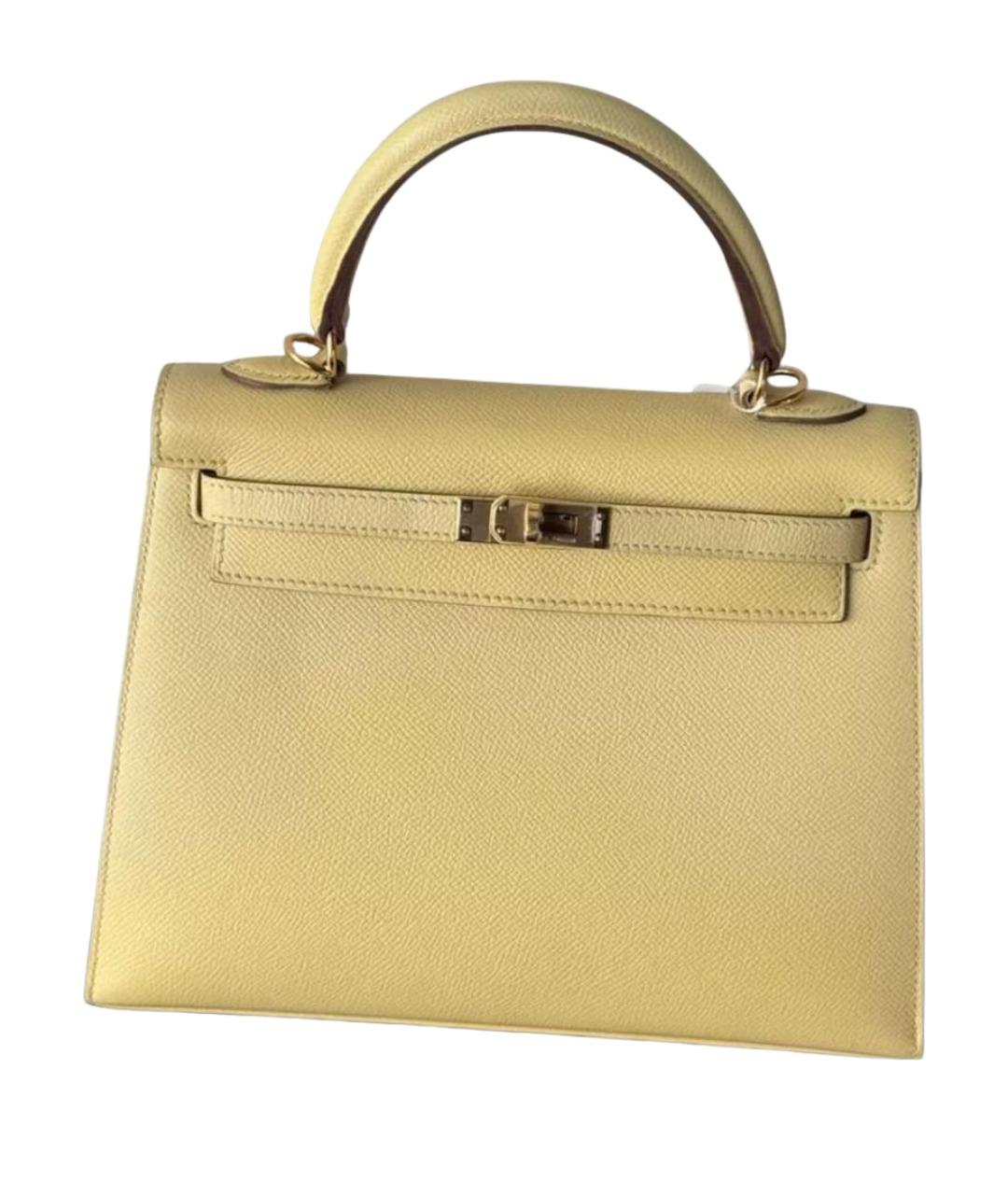 HERMES Желтая кожаная сумка через плечо, фото 1