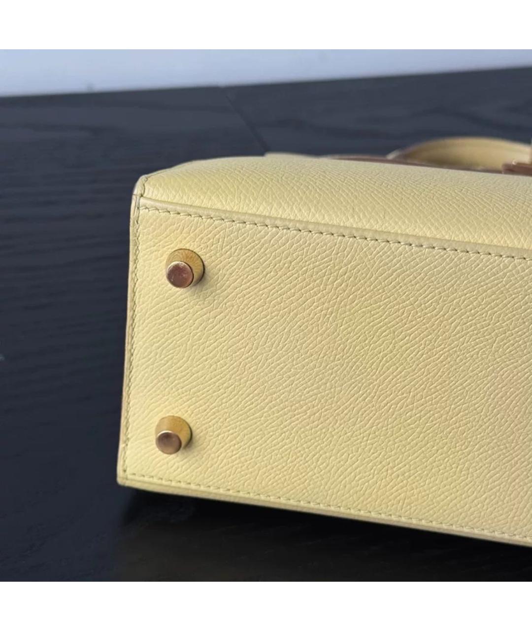 HERMES Желтая кожаная сумка через плечо, фото 6