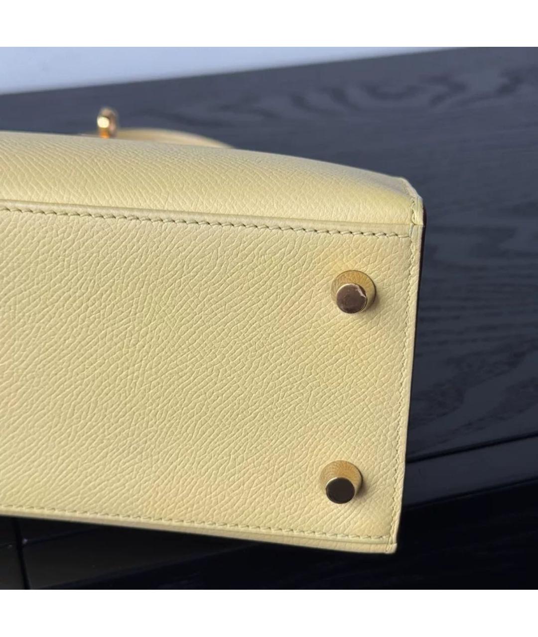 HERMES Желтая кожаная сумка через плечо, фото 7