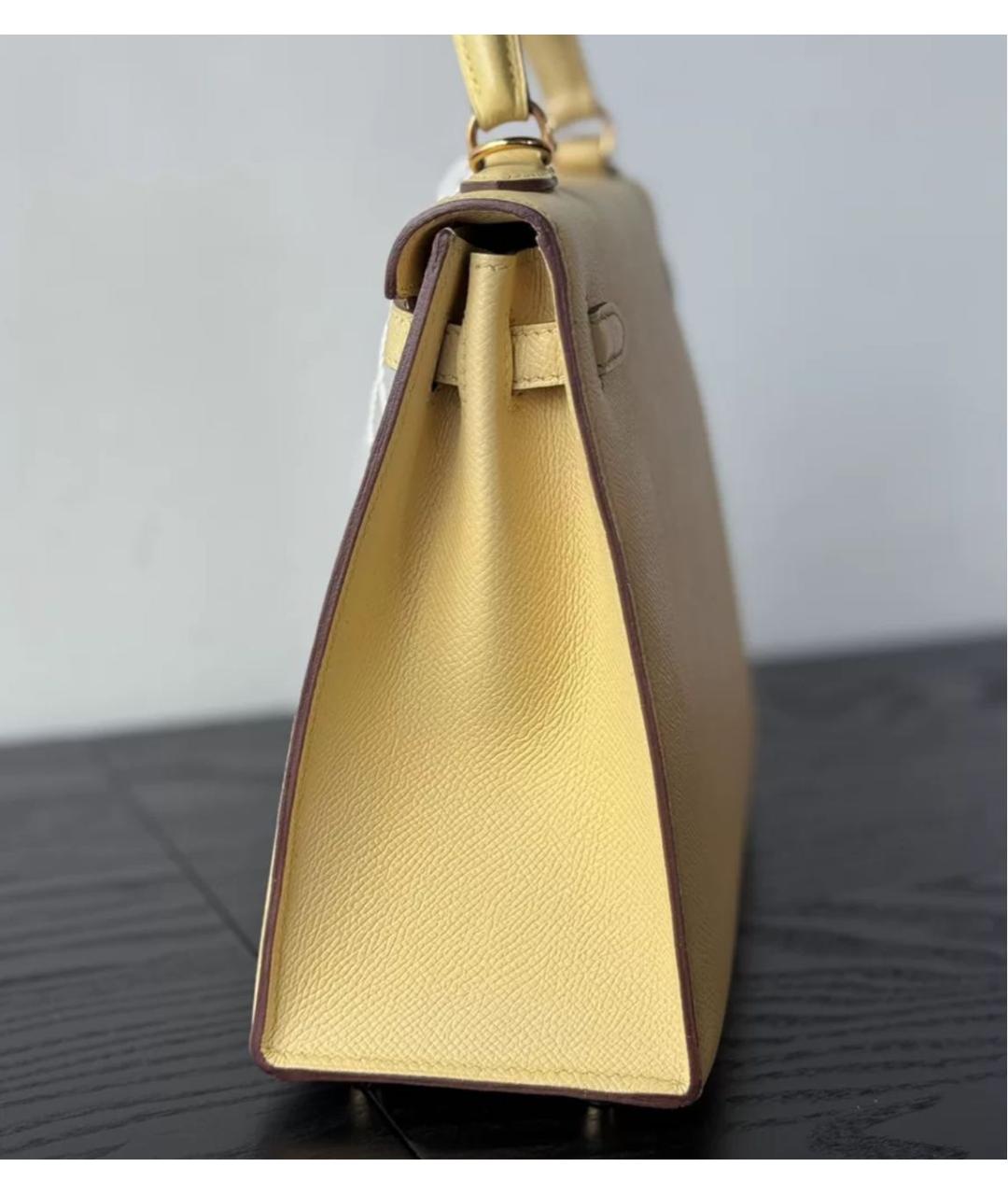 HERMES Желтая кожаная сумка через плечо, фото 3