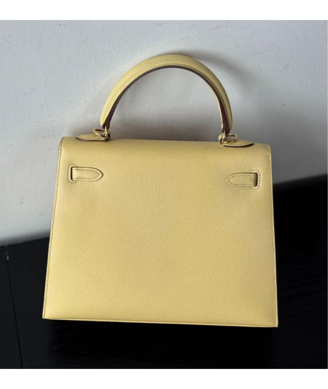 HERMES Желтая кожаная сумка через плечо, фото 2