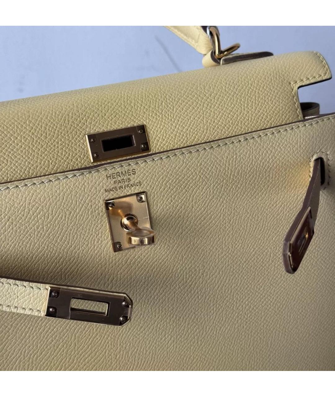 HERMES Желтая кожаная сумка через плечо, фото 8