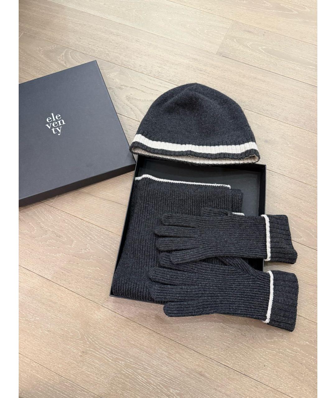 ELEVENTY Серая кашемировая шапка, фото 4