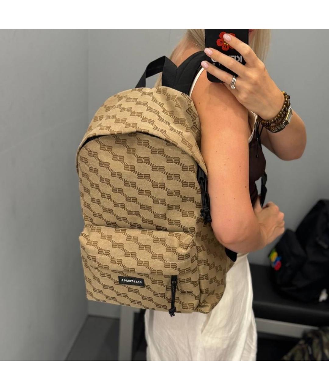 BALENCIAGA Бежевый тканевый рюкзак, фото 5