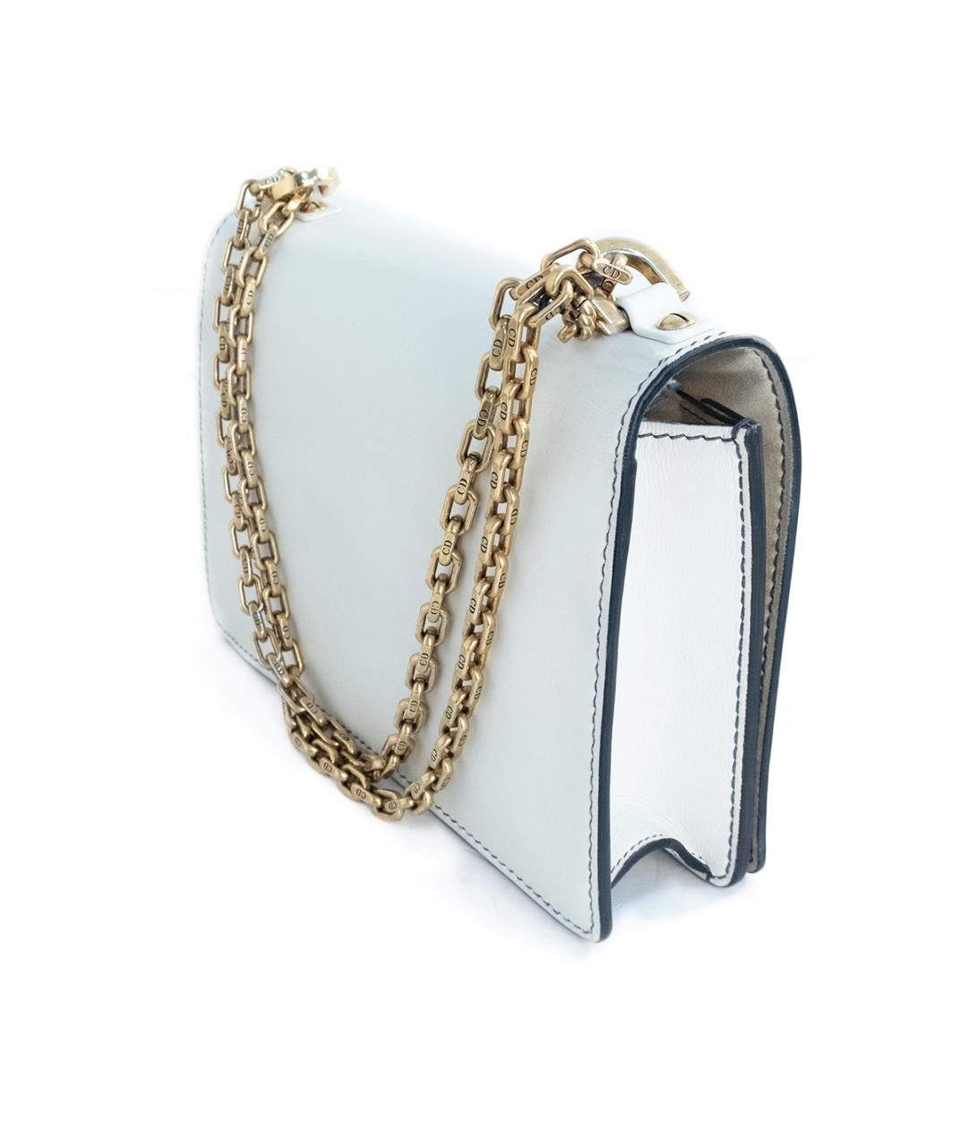 CHRISTIAN DIOR Белая кожаная сумка через плечо, фото 3