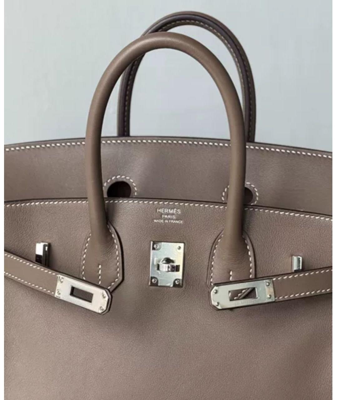 HERMES Коричневая кожаная сумка с короткими ручками, фото 7