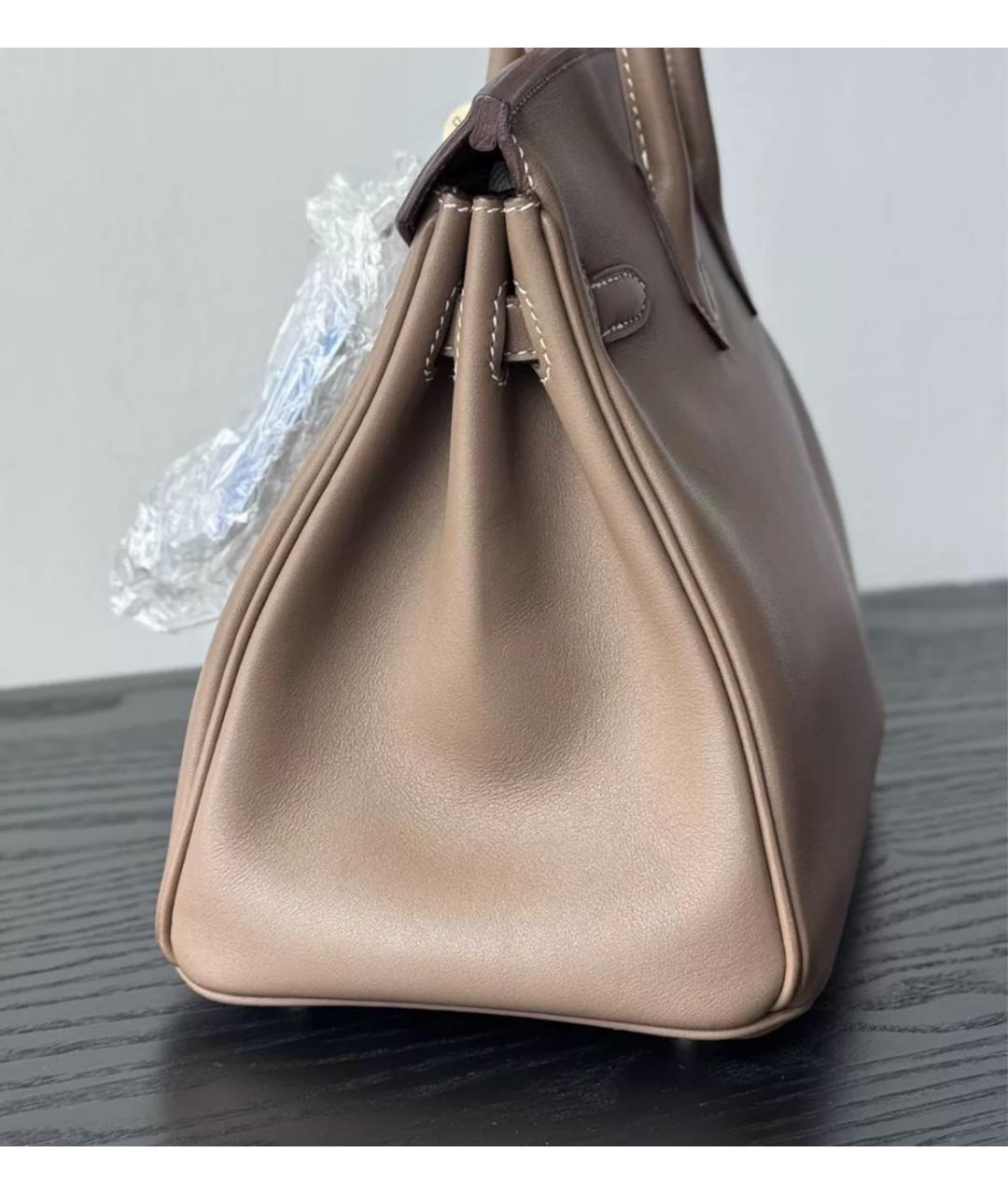 HERMES Коричневая кожаная сумка с короткими ручками, фото 4