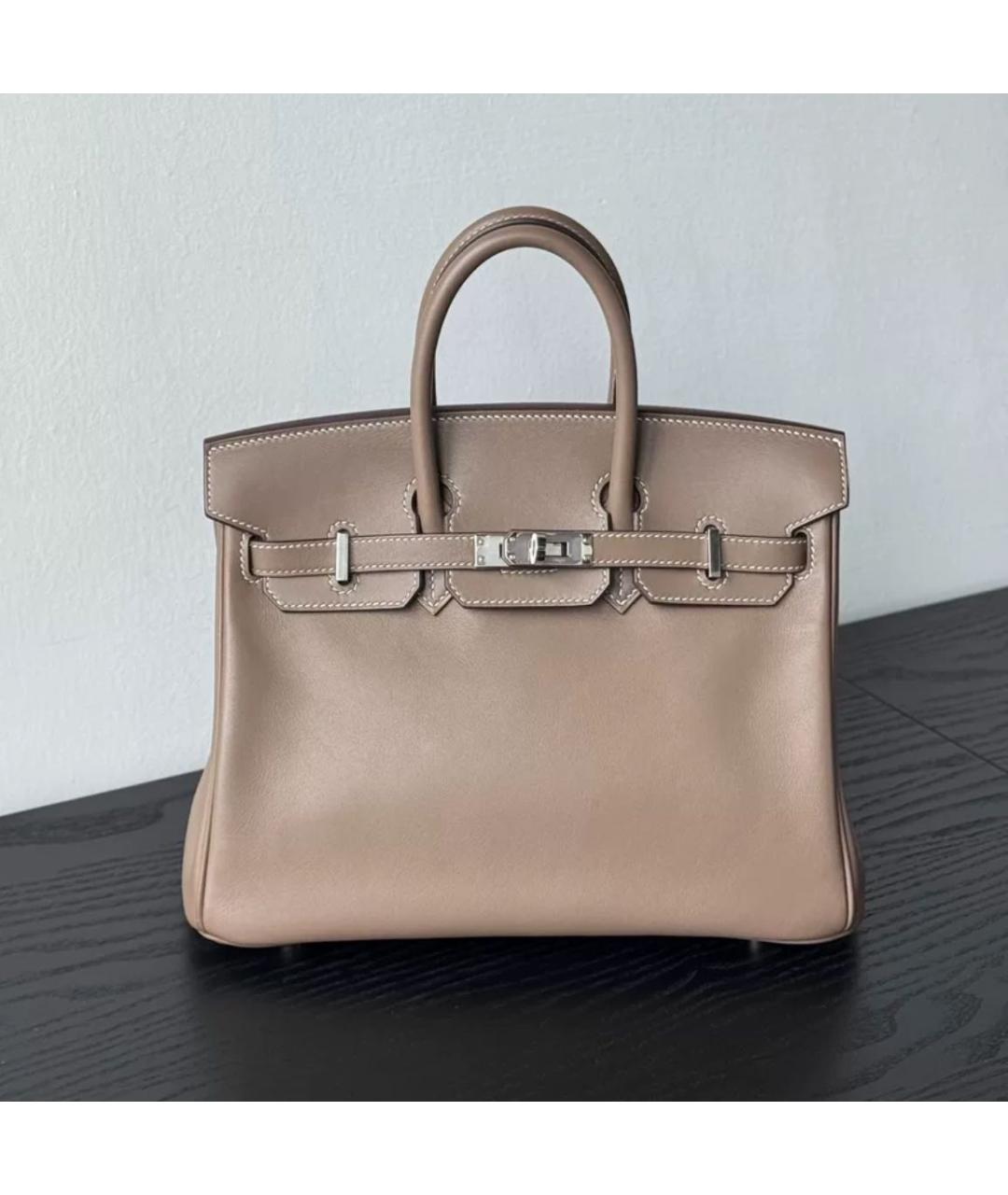 HERMES Коричневая кожаная сумка с короткими ручками, фото 8