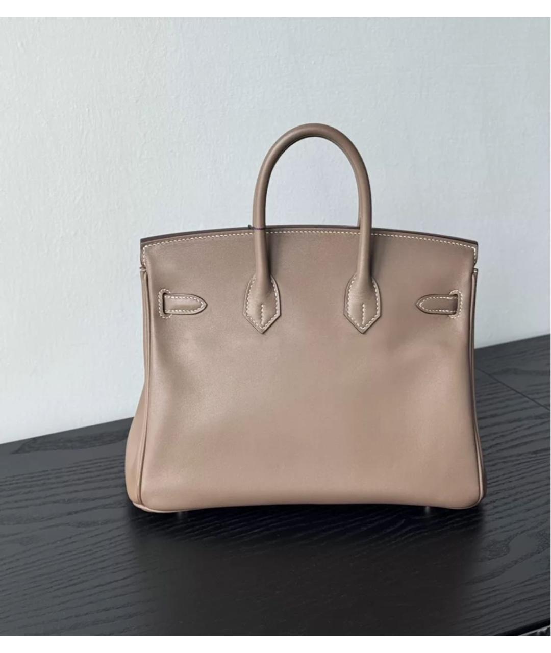 HERMES Коричневая кожаная сумка с короткими ручками, фото 2