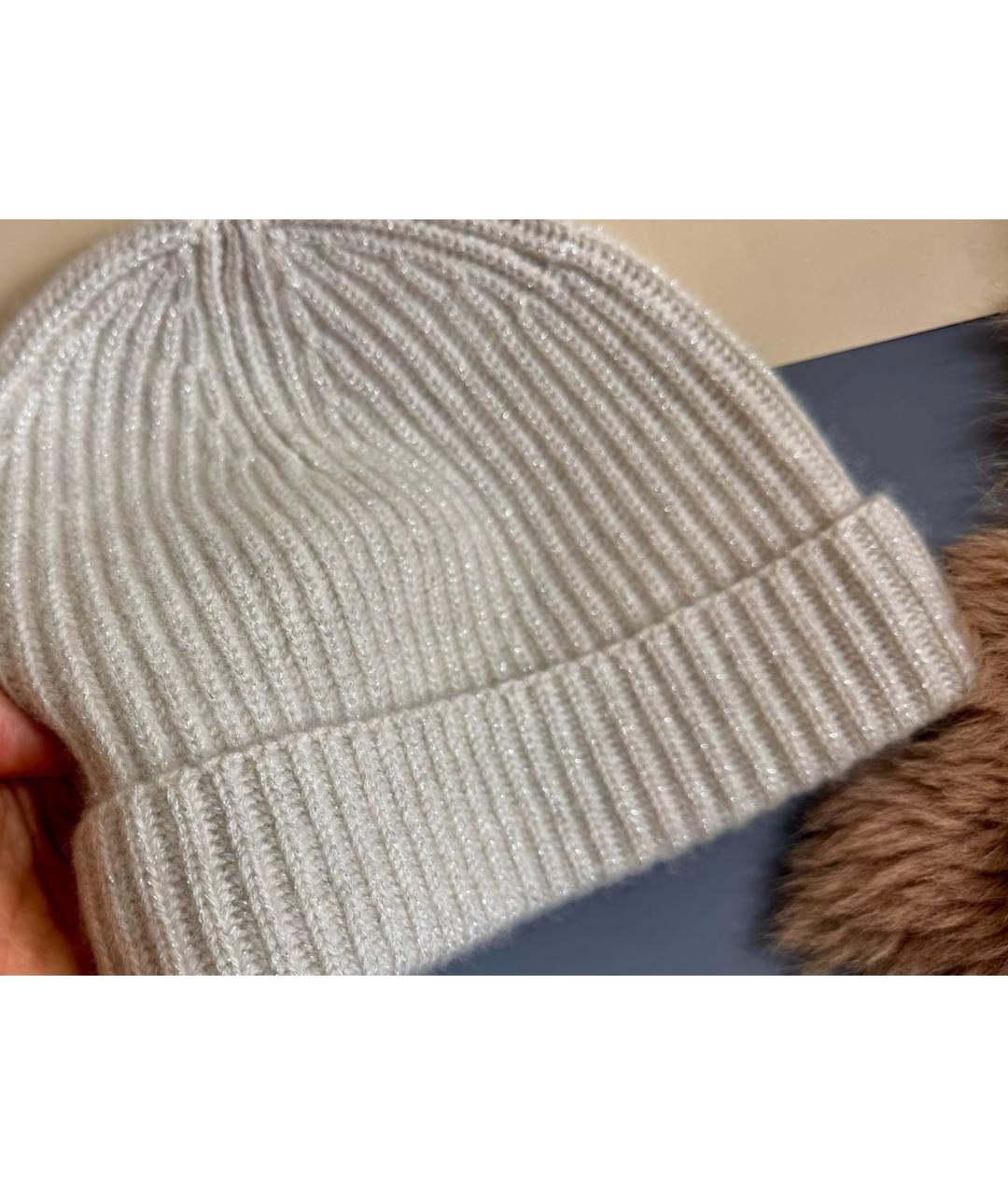 N.PEAL Бежевая кашемировая шапка, фото 4