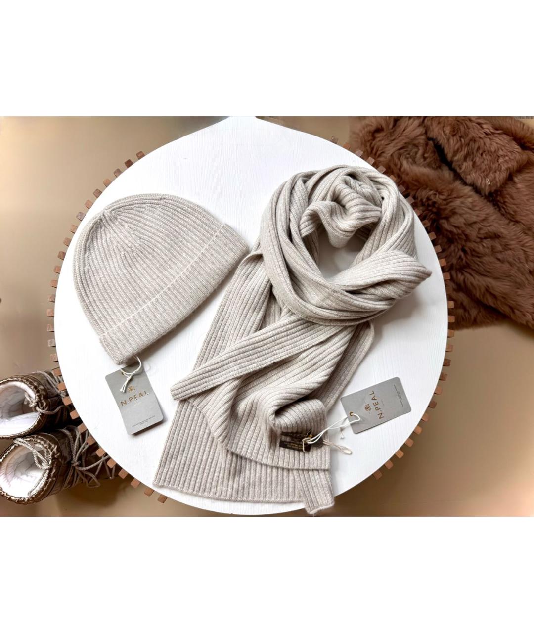 N.PEAL Бежевая кашемировая шапка, фото 6